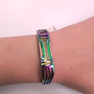 Tory Burch for Fitbit Metal Hinged Bracelet Rainbow Color Style 63319